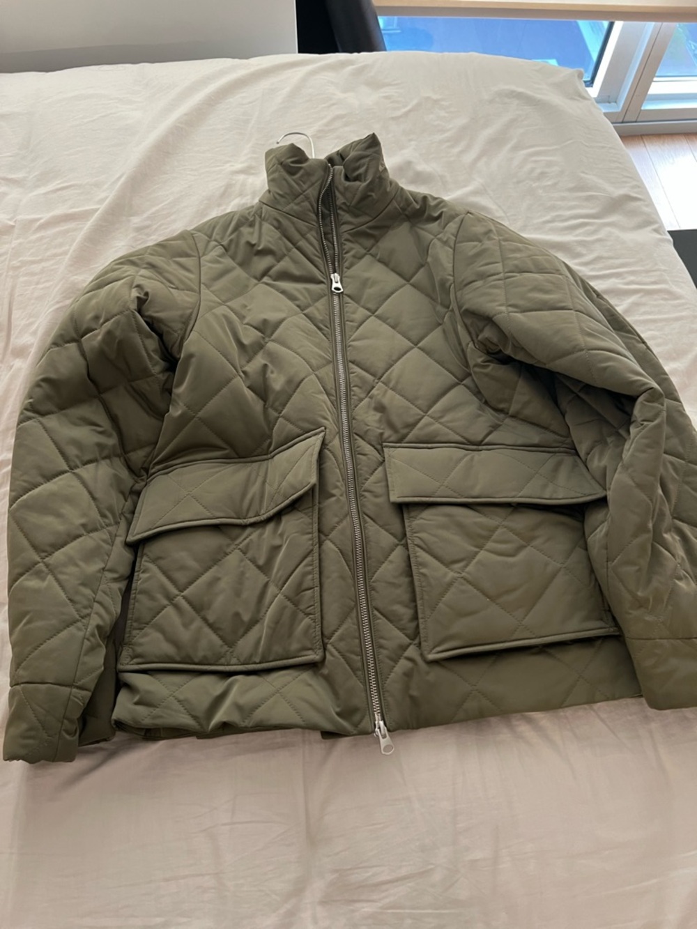 & Other Stories Quilted Olive Puffer Jacket